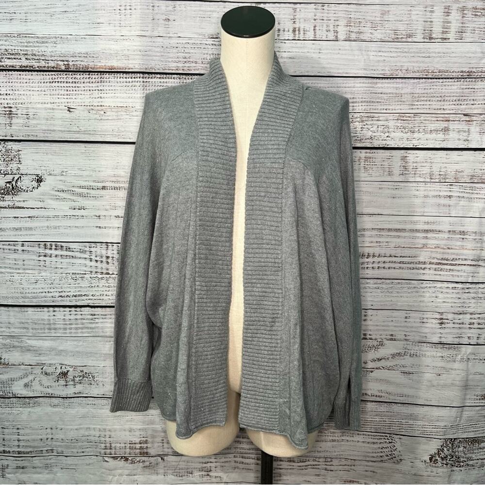 Chicos 3 XL Open Cardigan‎ Dolman Sleeves Metallic Knit Rabbit Hair